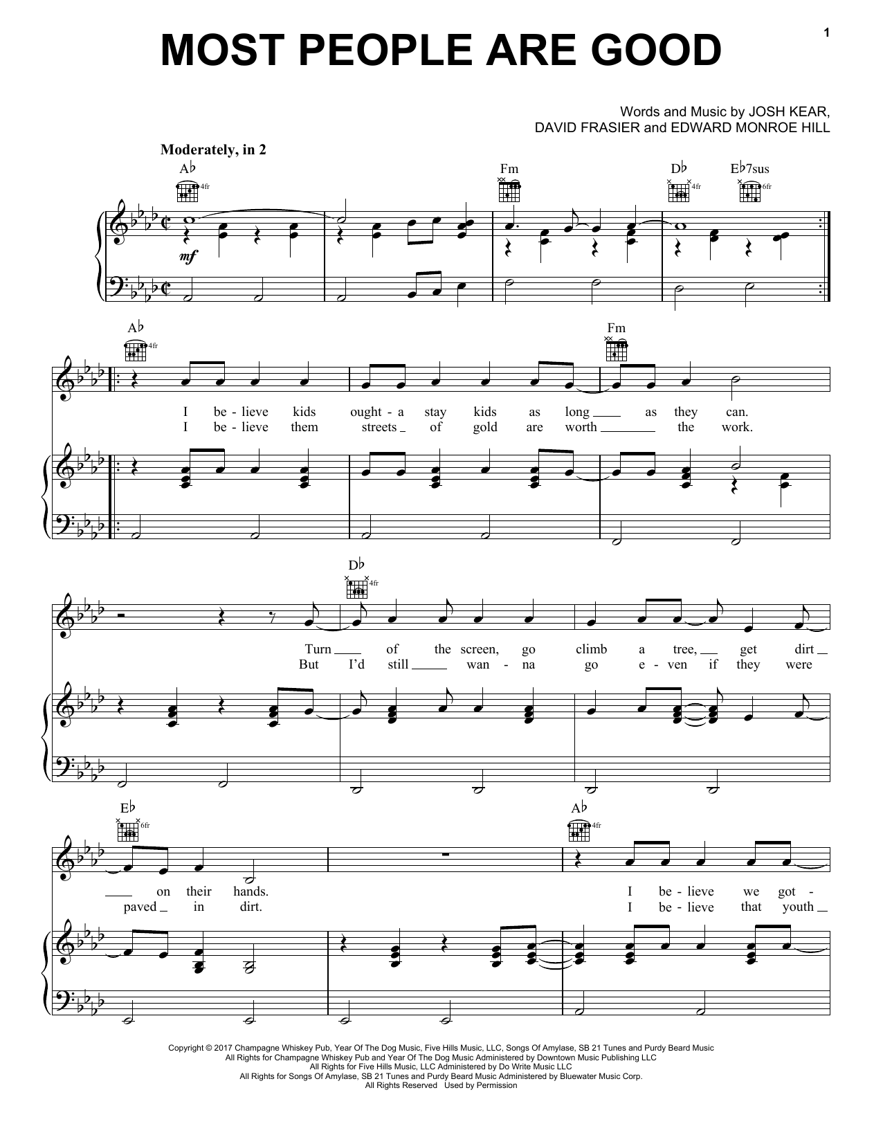 Luke Bryan Most People Are Good sheet music notes and chords arranged for Piano, Vocal & Guitar Chords (Right-Hand Melody)