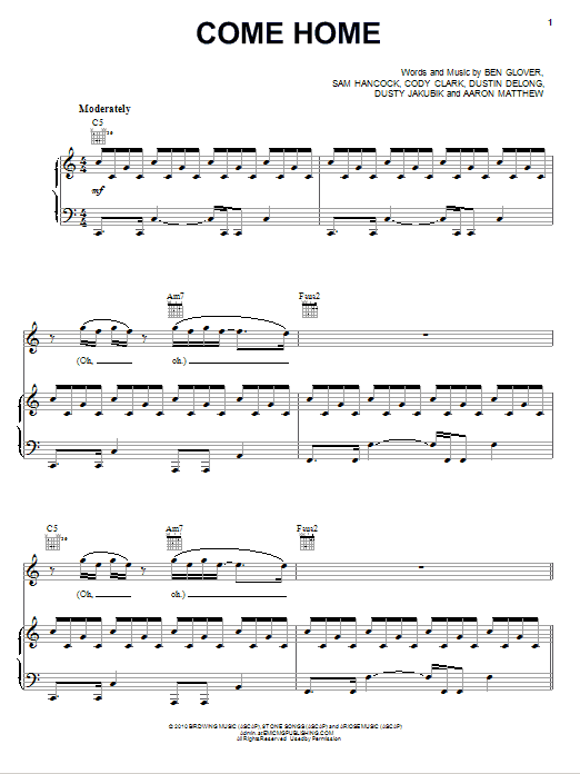 Luminate Come Home sheet music notes and chords arranged for Piano, Vocal & Guitar Chords (Right-Hand Melody)