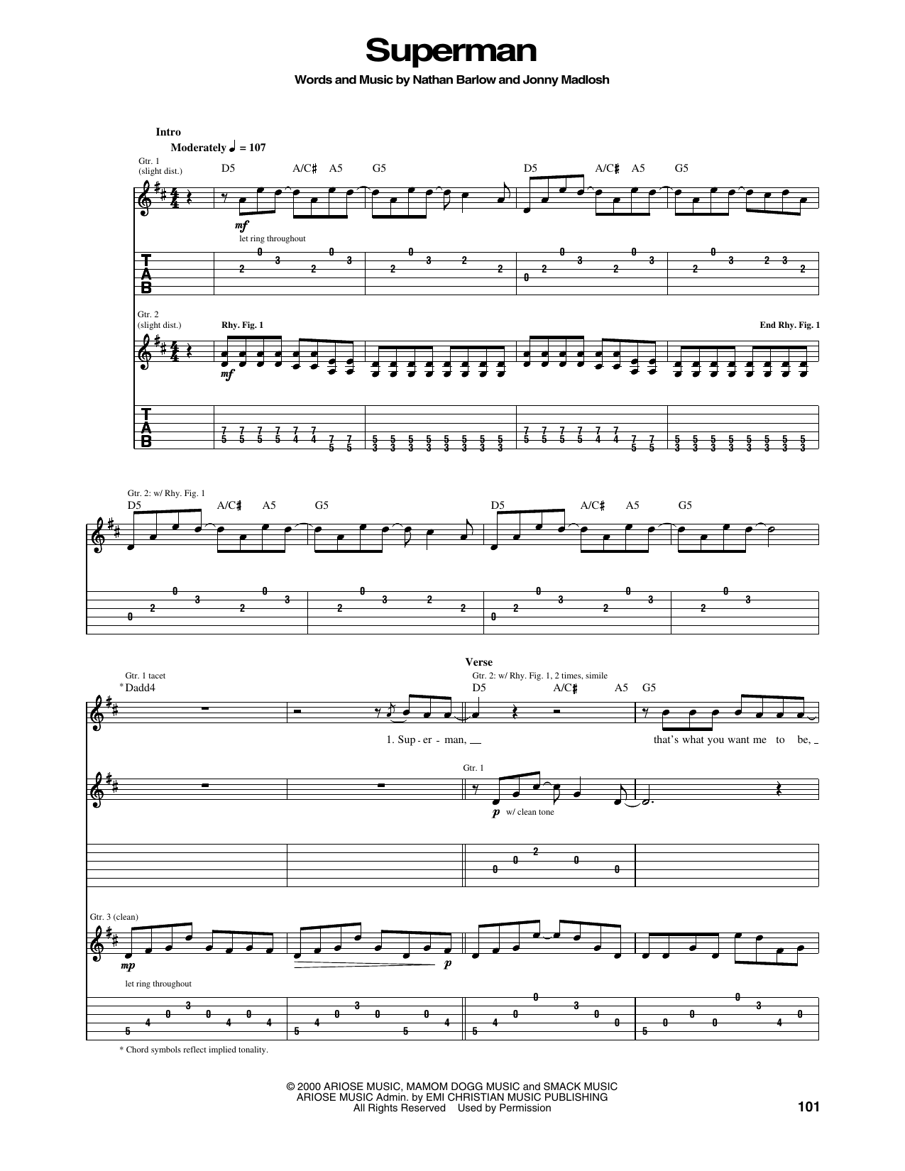 Luna Halo Superman sheet music notes and chords arranged for Guitar Tab