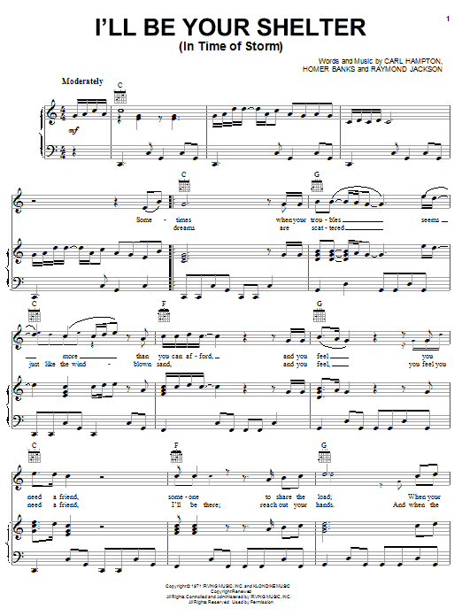 Luther Ingram I'll Be Your Shelter (In Time Of Storm) sheet music notes and chords arranged for Piano, Vocal & Guitar Chords (Right-Hand Melody)