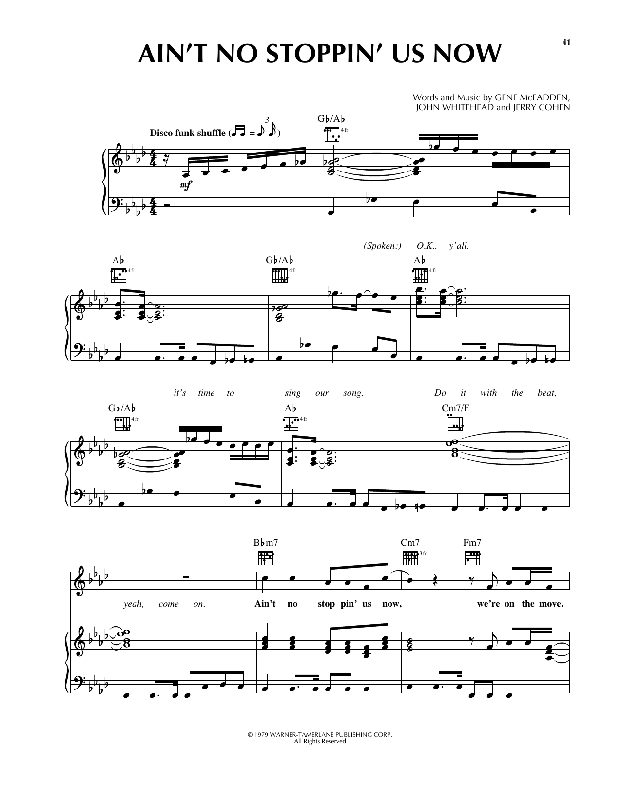 Luther Vandross Ain't No Stoppin' Us Now sheet music notes and chords arranged for Piano, Vocal & Guitar Chords (Right-Hand Melody)