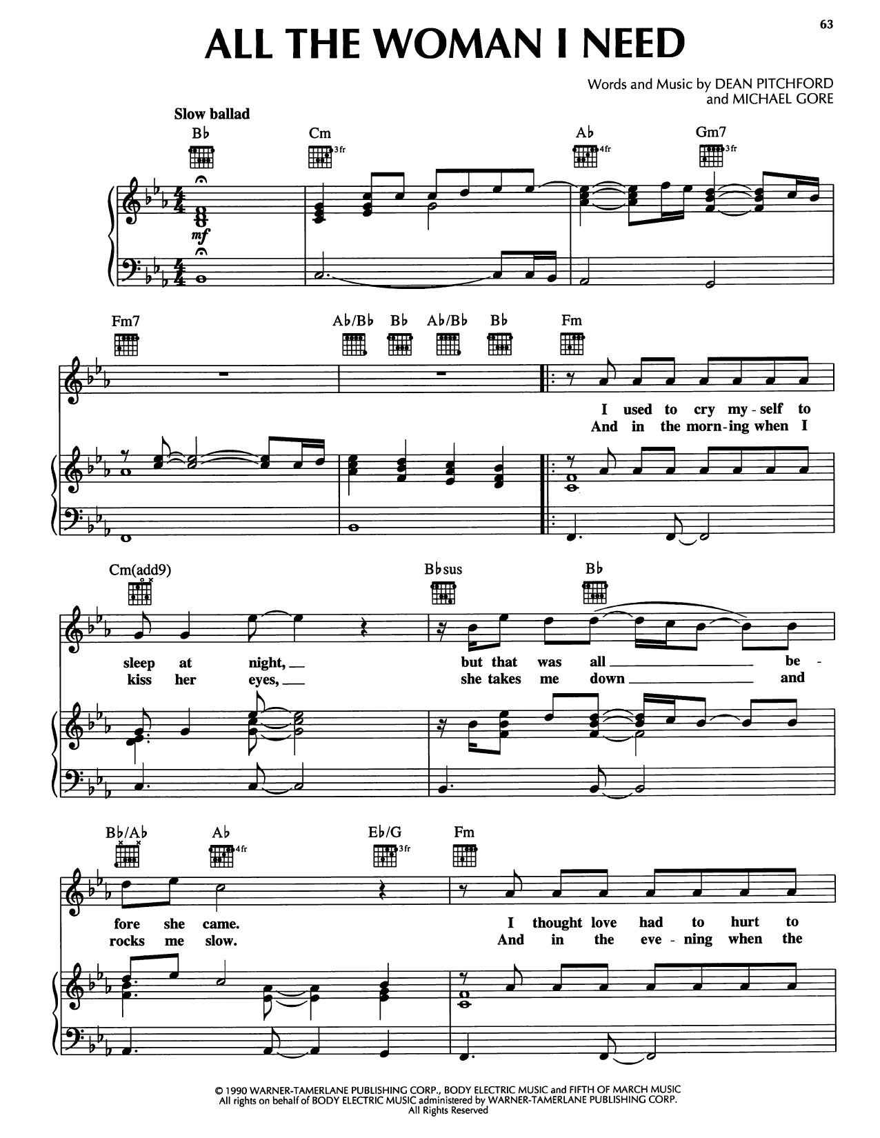 Luther Vandross All The Man That I Need (All The Woman I Need) sheet music notes and chords arranged for Piano, Vocal & Guitar Chords (Right-Hand Melody)