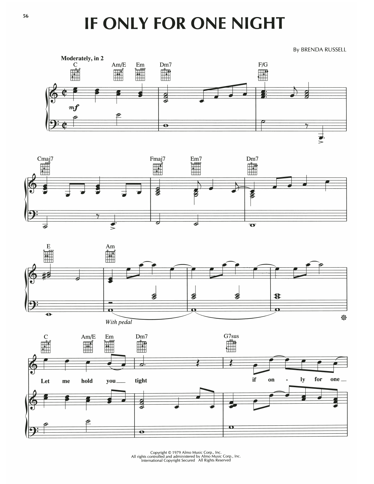 Luther Vandross If Only For One Night sheet music notes and chords arranged for Piano, Vocal & Guitar Chords (Right-Hand Melody)