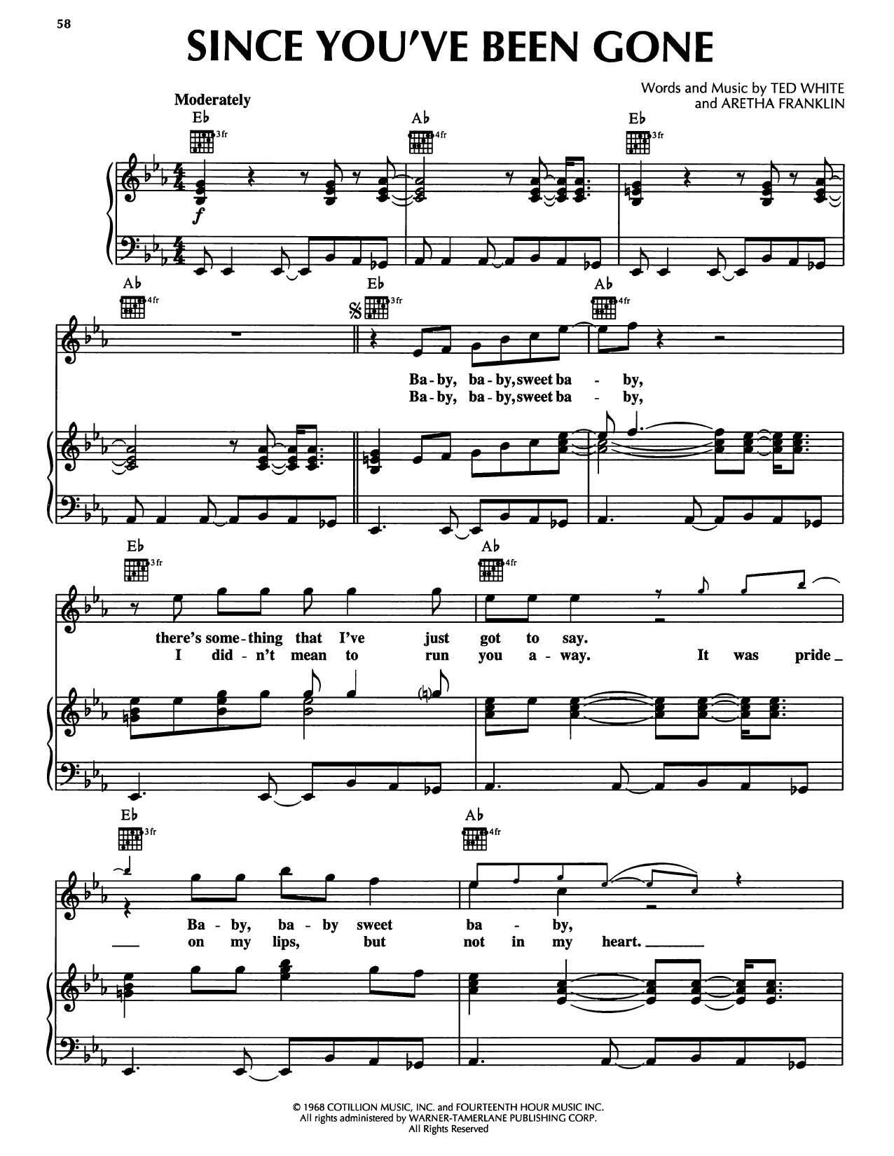 Luther Vandross Since You've Been Gone (Sweet, Sweet Baby) sheet music notes and chords arranged for Piano, Vocal & Guitar Chords (Right-Hand Melody)