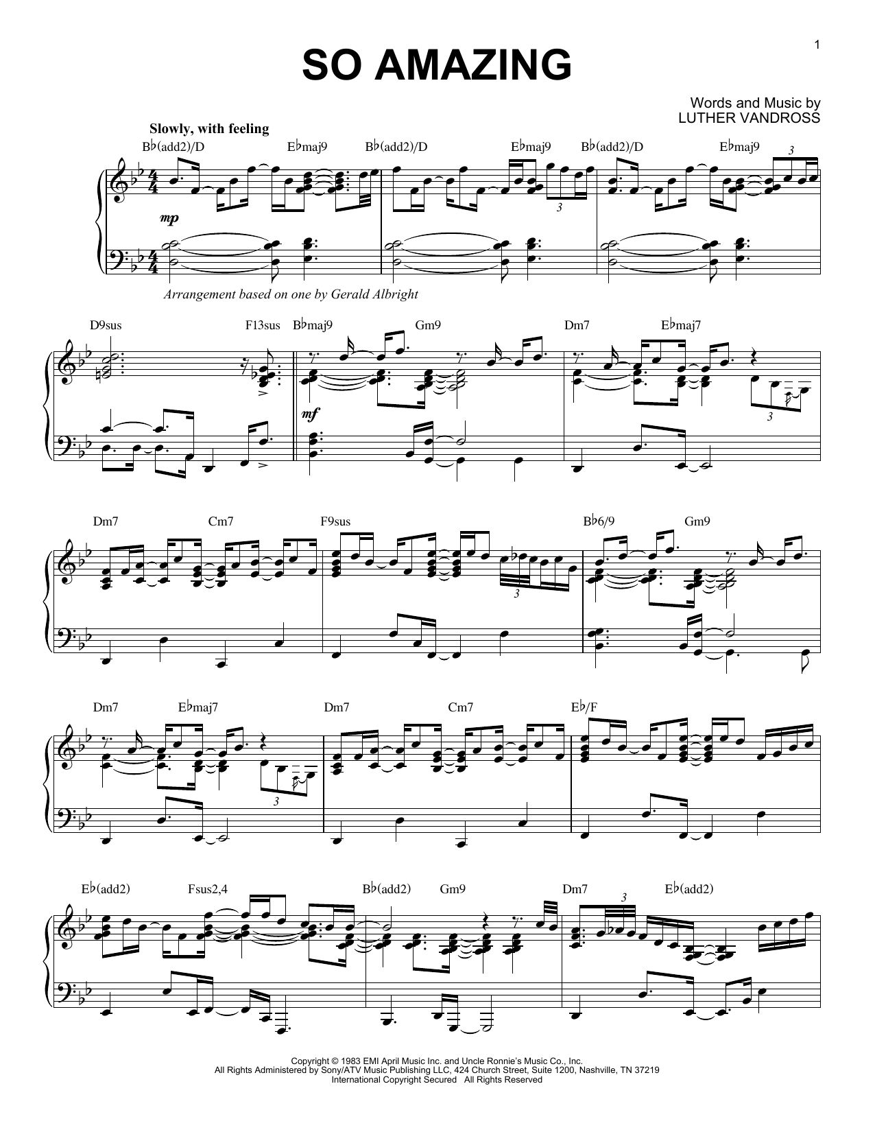Luther Vandross So Amazing sheet music notes and chords arranged for Piano, Vocal & Guitar Chords (Right-Hand Melody)