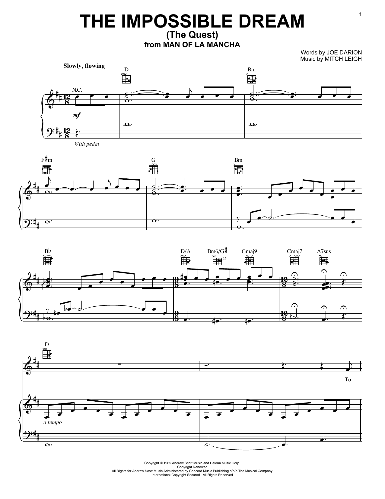 Luther Vandross The Impossible Dream (The Quest) sheet music notes and chords arranged for Piano, Vocal & Guitar Chords (Right-Hand Melody)