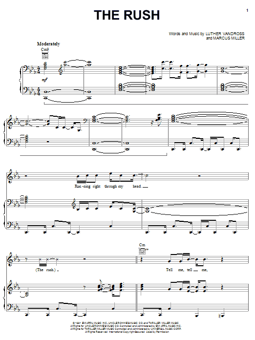 Luther Vandross The Rush sheet music notes and chords arranged for Piano, Vocal & Guitar Chords (Right-Hand Melody)