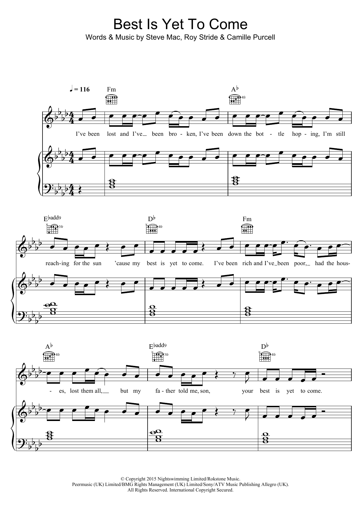 LuvBug Best Is Yet To Come sheet music notes and chords arranged for Piano, Vocal & Guitar Chords