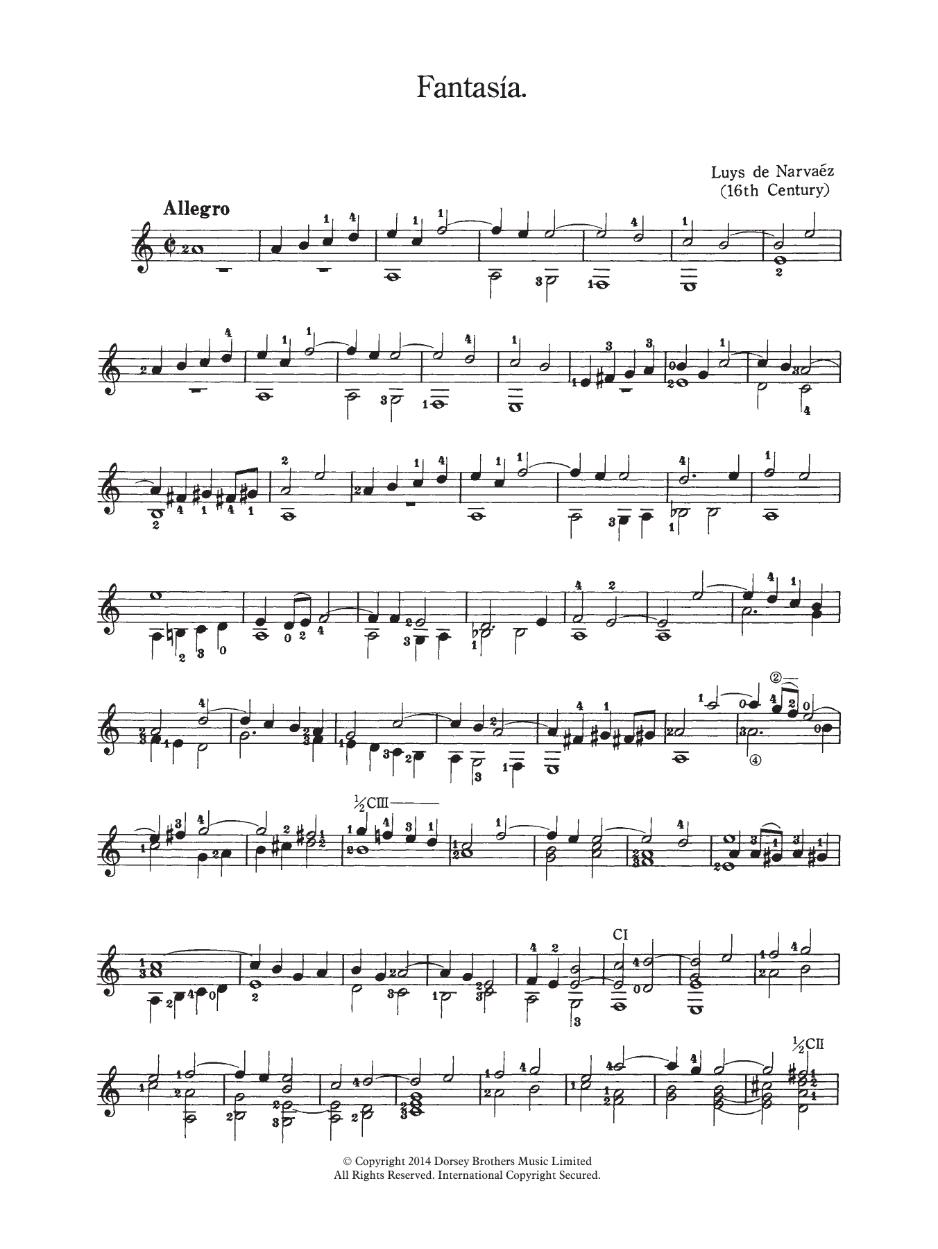 Luys de Narváez Fantasia sheet music notes and chords arranged for Solo Guitar