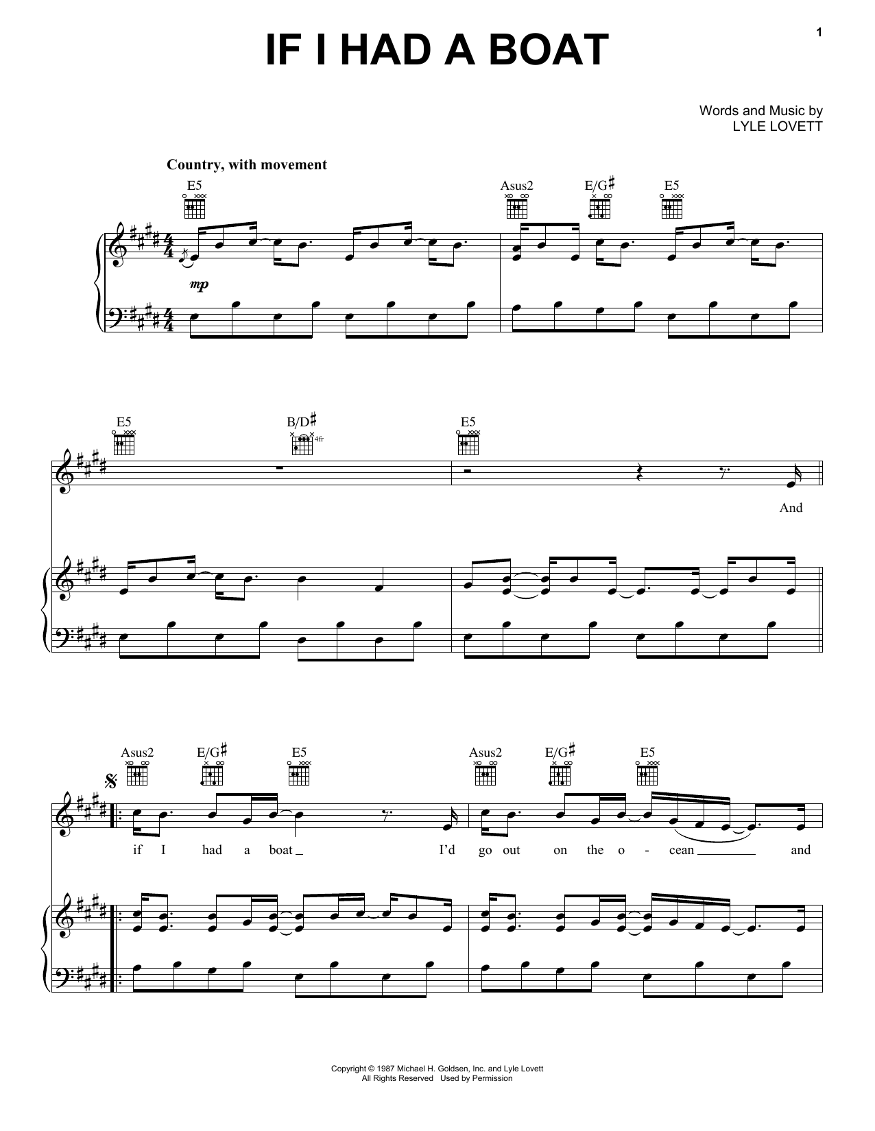 Lyle Lovett If I Had A Boat sheet music notes and chords arranged for Banjo Tab