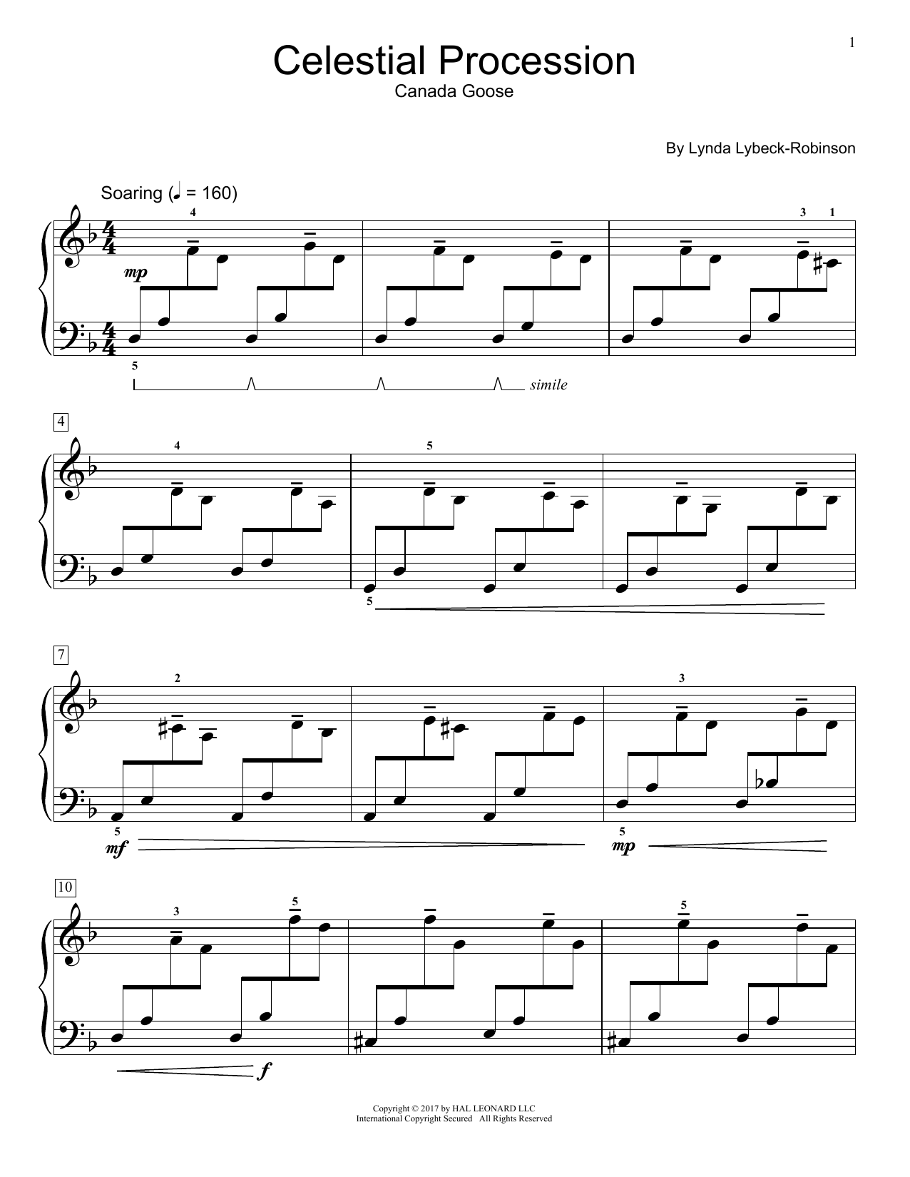Lynda Lybeck-Robinson Celestial Procession sheet music notes and chords arranged for Educational Piano