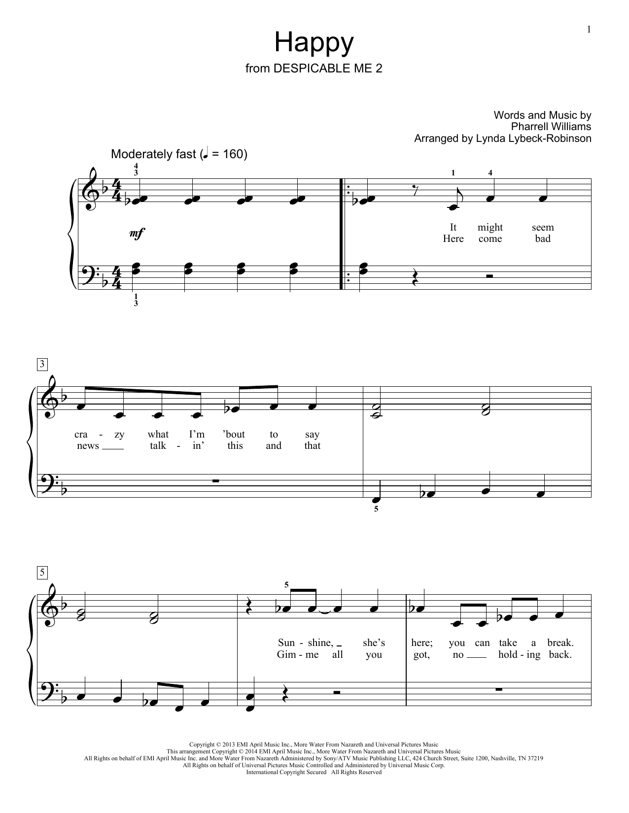 Lynda Lybeck-Robinson Happy sheet music notes and chords arranged for Educational Piano