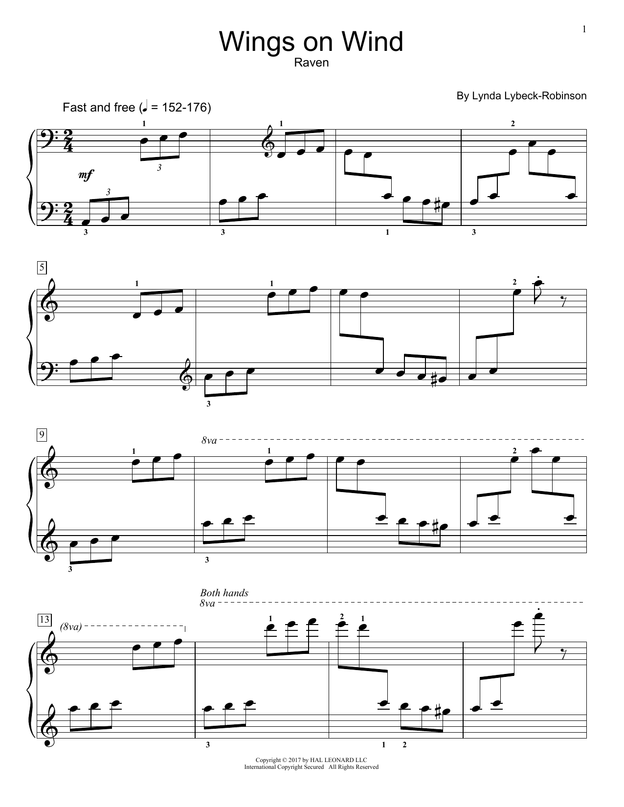 Lynda Lybeck-Robinson Wings On Wind sheet music notes and chords arranged for Educational Piano