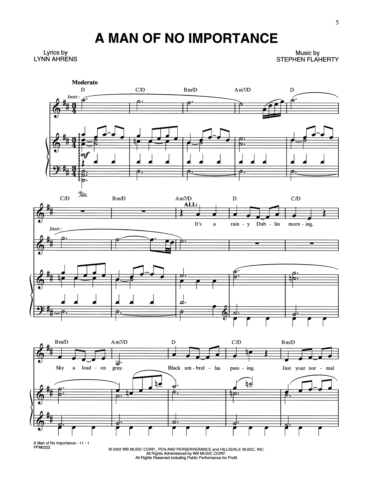 Lynn Ahrens and Stephen Flaherty A Man Of No Importance (from A Man Of No Importance: A New Musical) sheet music notes and chords arranged for Piano & Vocal