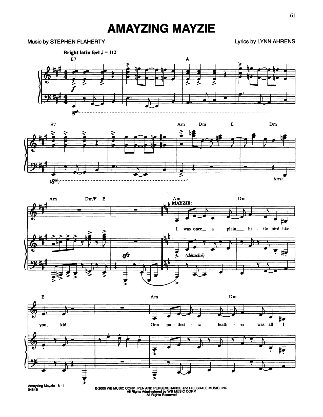 Lynn Ahrens and Stephen Flaherty Amayzing Mayzie (from Seussical The Musical) sheet music notes and chords arranged for Piano & Vocal