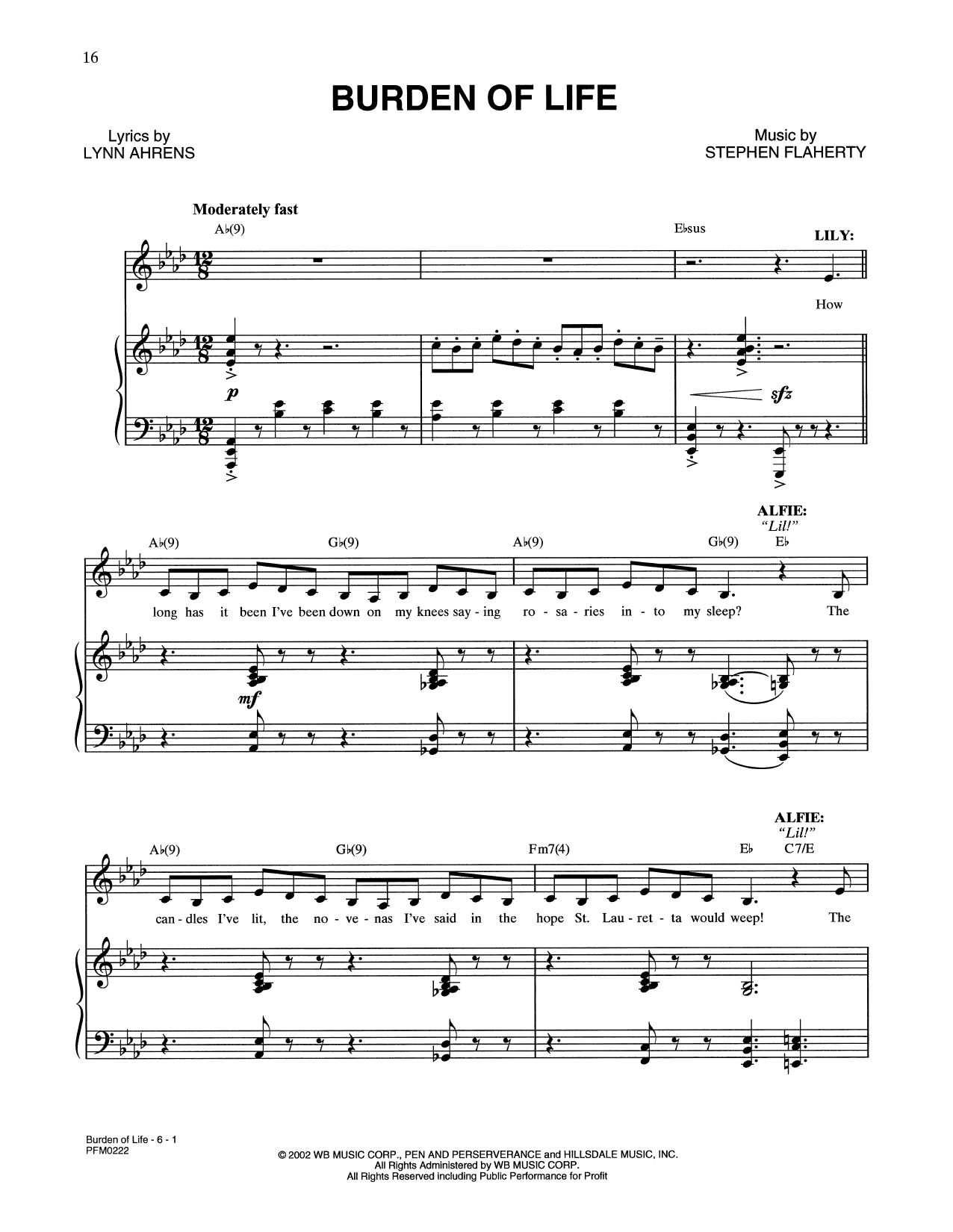 Lynn Ahrens and Stephen Flaherty Burden Of Life (from A Man Of No Importance: A New Musical) sheet music notes and chords arranged for Piano & Vocal