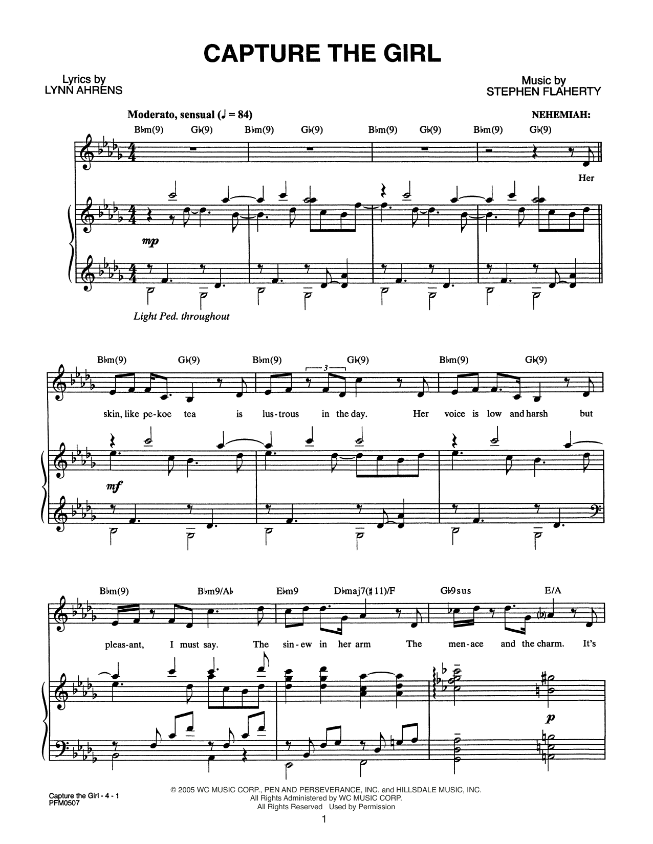 Lynn Ahrens and Stephen Flaherty Capture The Girl (from Dessa Rose: A New Musical) sheet music notes and chords arranged for Piano & Vocal