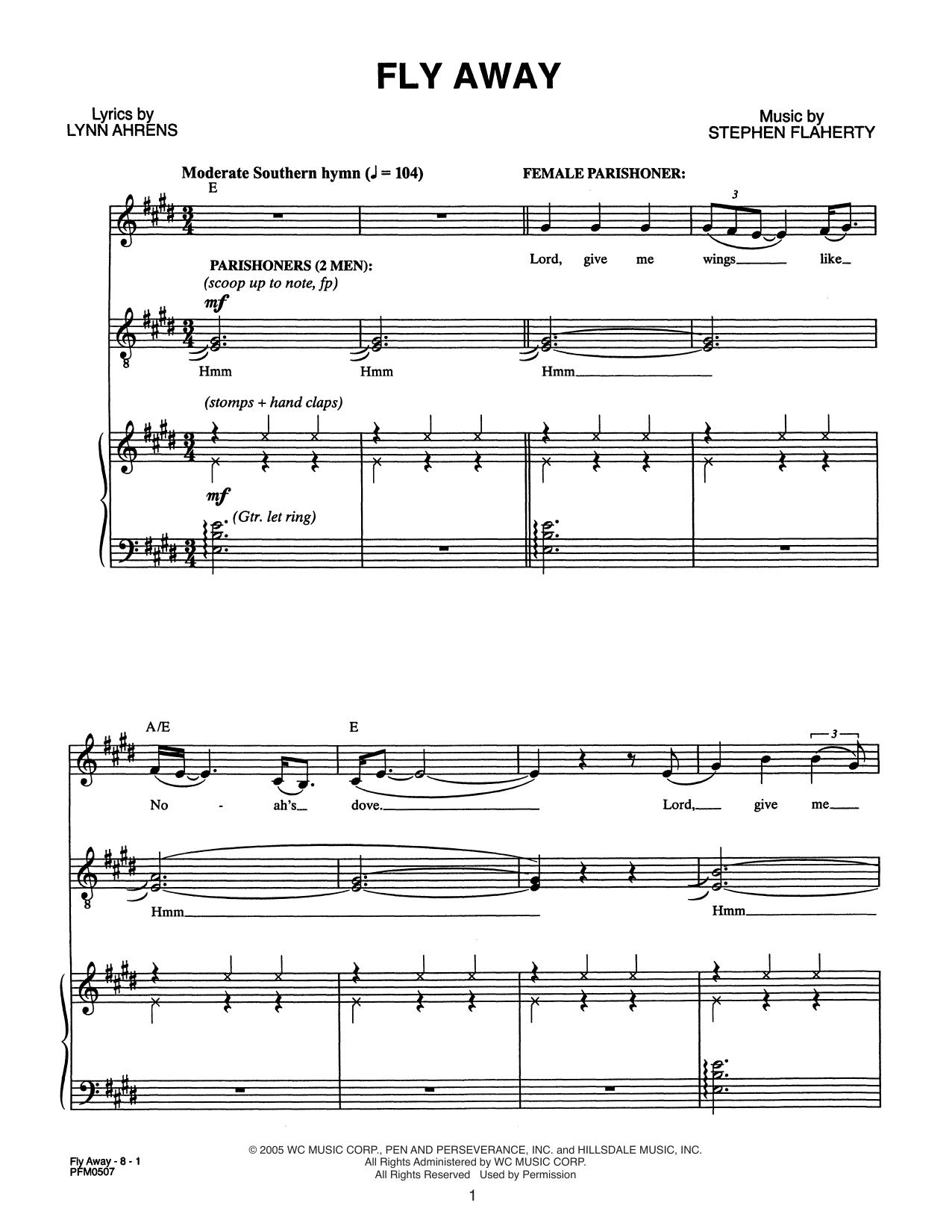 Lynn Ahrens and Stephen Flaherty Fly Away (from Dessa Rose: A New Musical) sheet music notes and chords arranged for Piano & Vocal