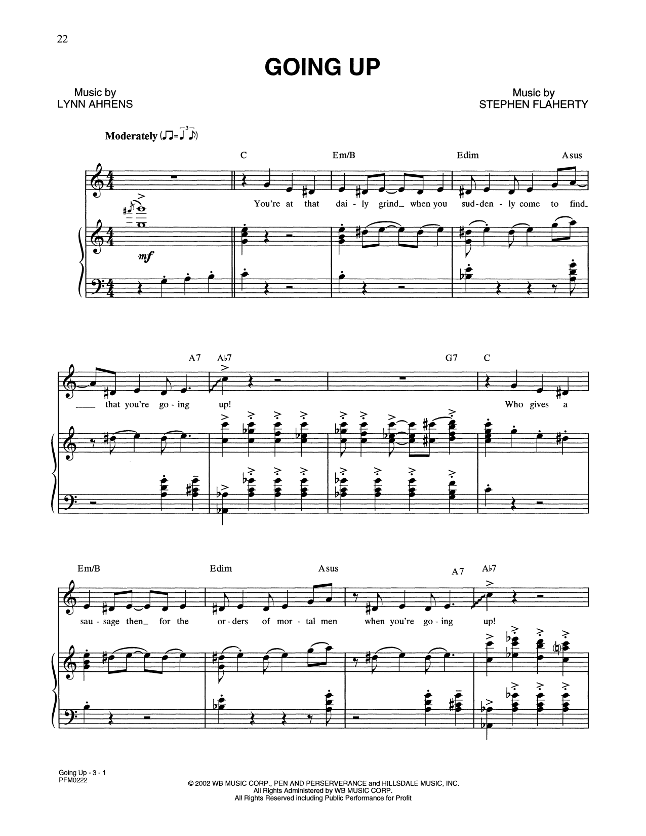 Lynn Ahrens and Stephen Flaherty Going Up (from A Man Of No Importance: A New Musical) sheet music notes and chords arranged for Piano & Vocal