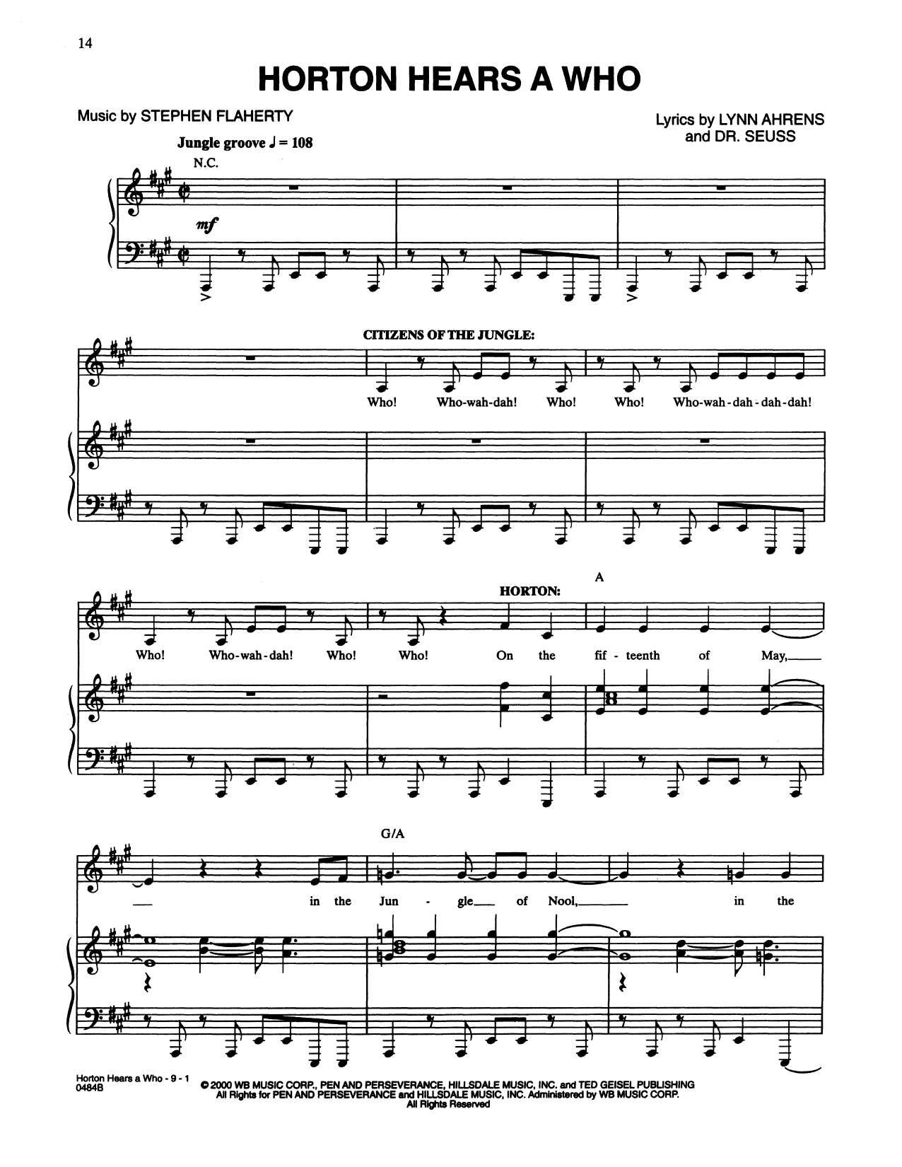 Lynn Ahrens and Stephen Flaherty Horton Hears A Who (from Seussical The Musical) sheet music notes and chords arranged for Piano & Vocal