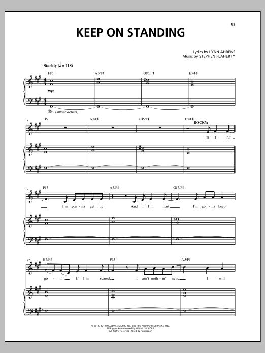 Lynn Ahrens and Stephen Flaherty Keep On Standing (from the musical Rocky) sheet music notes and chords arranged for Piano & Vocal