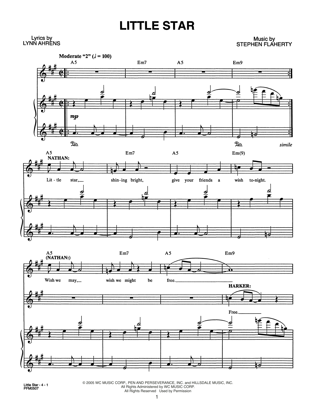 Lynn Ahrens and Stephen Flaherty Little Star (from Dessa Rose: A New Musical) sheet music notes and chords arranged for Piano & Vocal