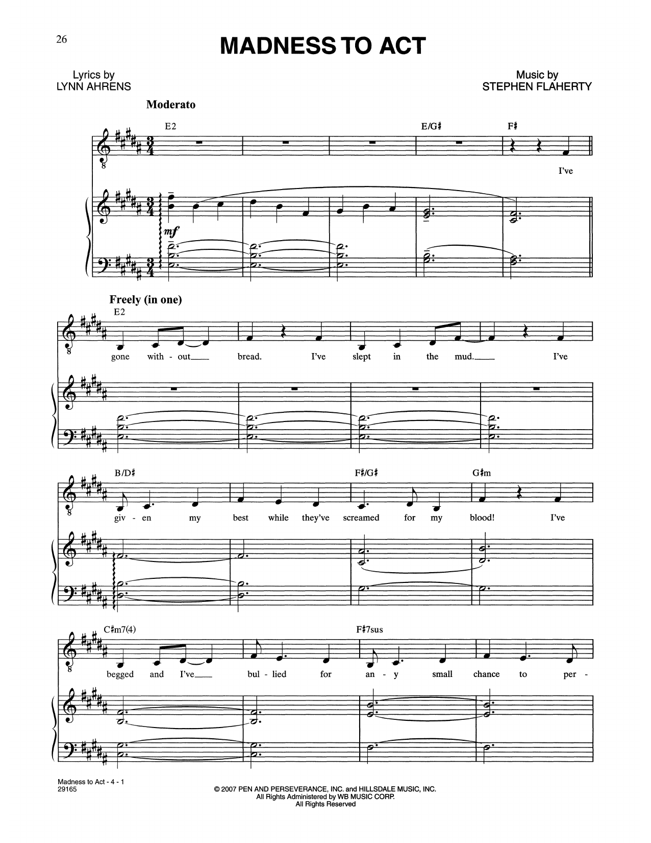 Lynn Ahrens and Stephen Flaherty Madness To Act (from The Glorious Ones) sheet music notes and chords arranged for Piano & Vocal