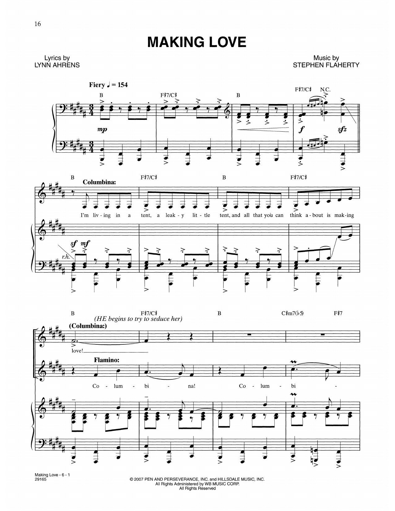 Lynn Ahrens and Stephen Flaherty Making Love (from The Glorious Ones) sheet music notes and chords arranged for Piano & Vocal
