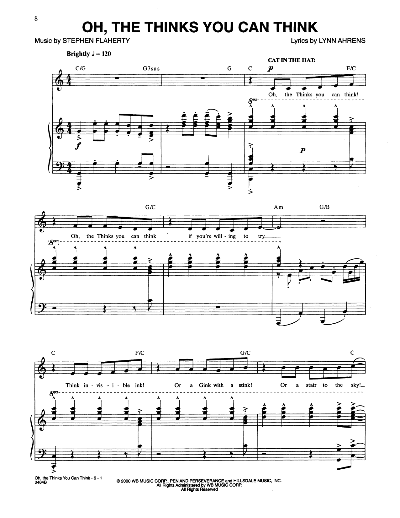 Lynn Ahrens and Stephen Flaherty Oh, The Thinks You Can Think (from Seussical The Musical) sheet music notes and chords arranged for Piano & Vocal