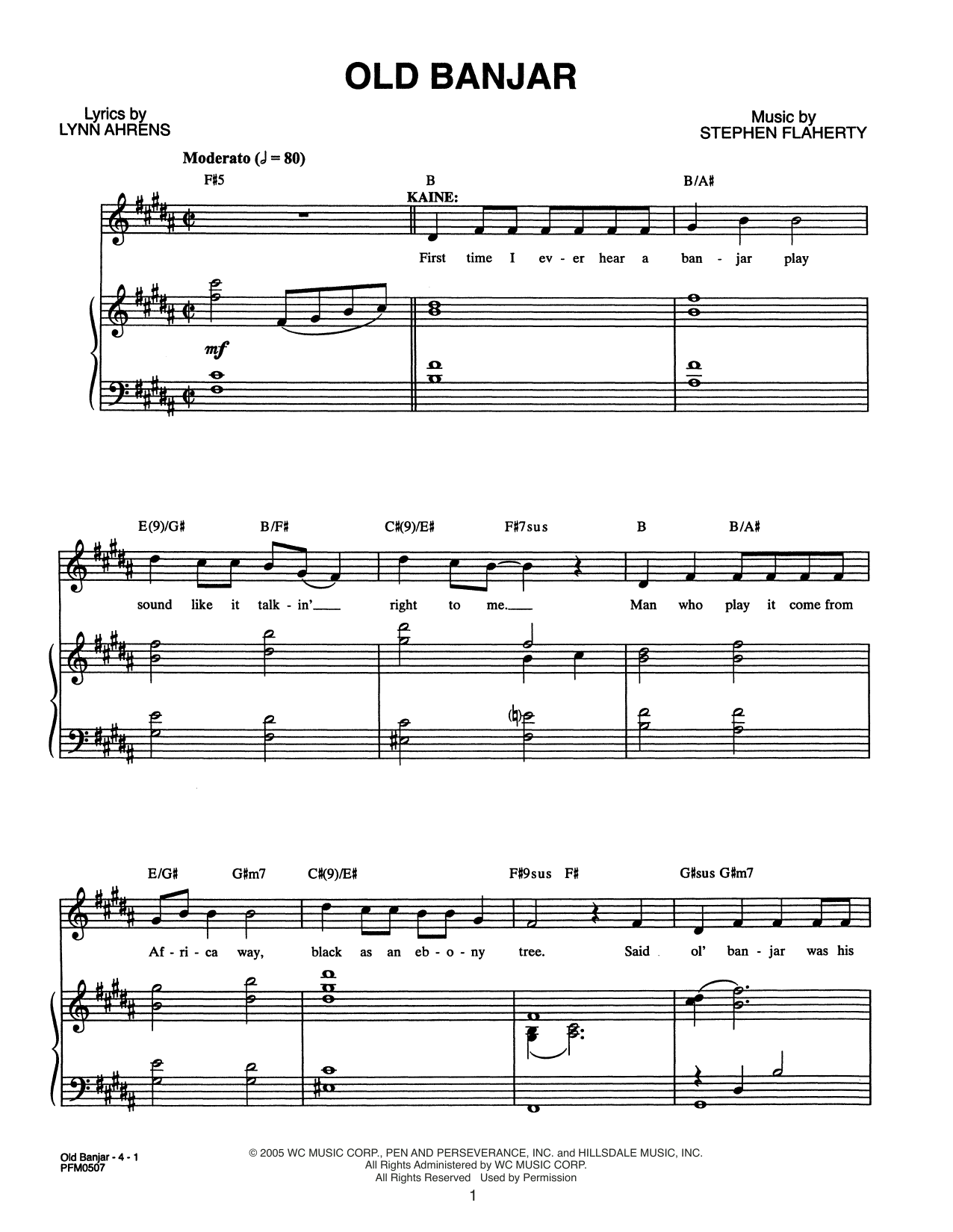 Lynn Ahrens and Stephen Flaherty Old Banjar (from Dessa Rose: A New Musical) sheet music notes and chords arranged for Piano & Vocal