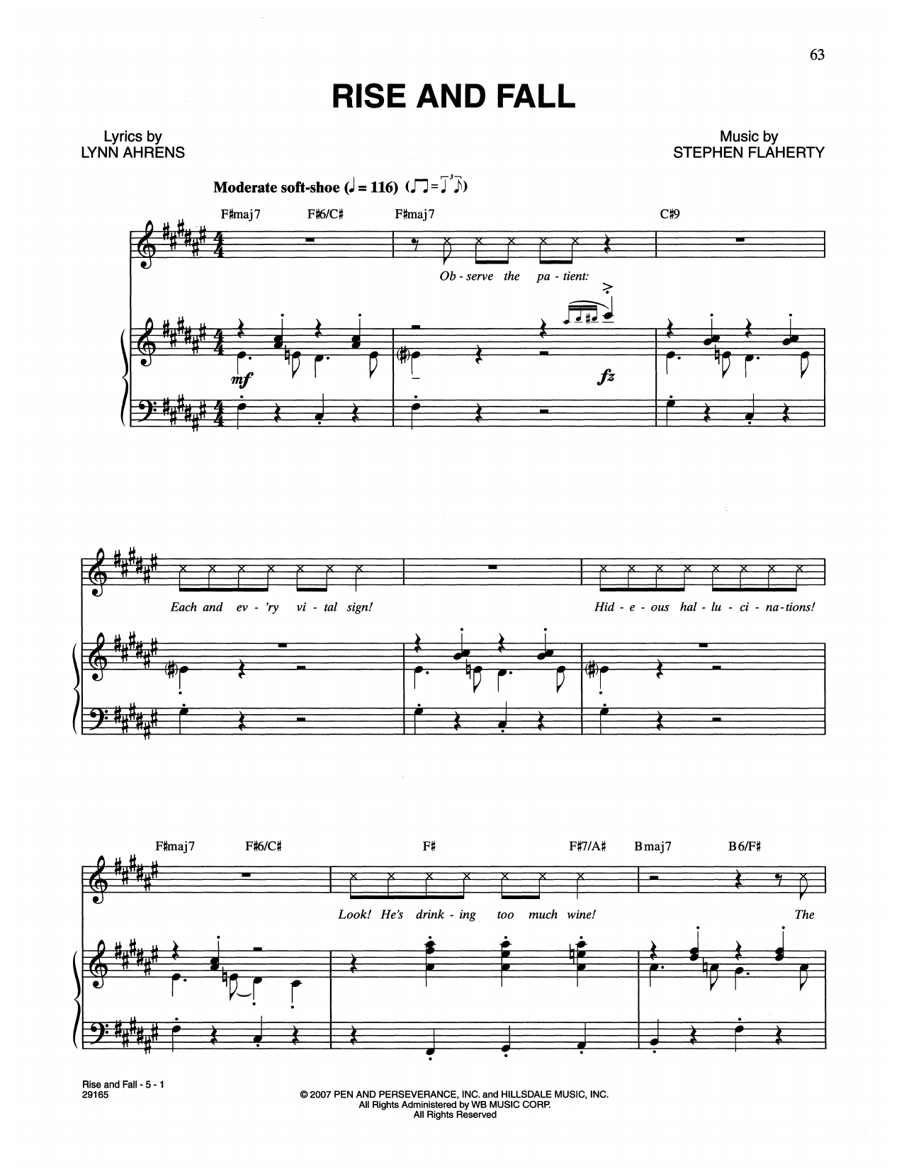 Lynn Ahrens and Stephen Flaherty Rise And Fall (from The Glorious Ones) sheet music notes and chords arranged for Piano & Vocal