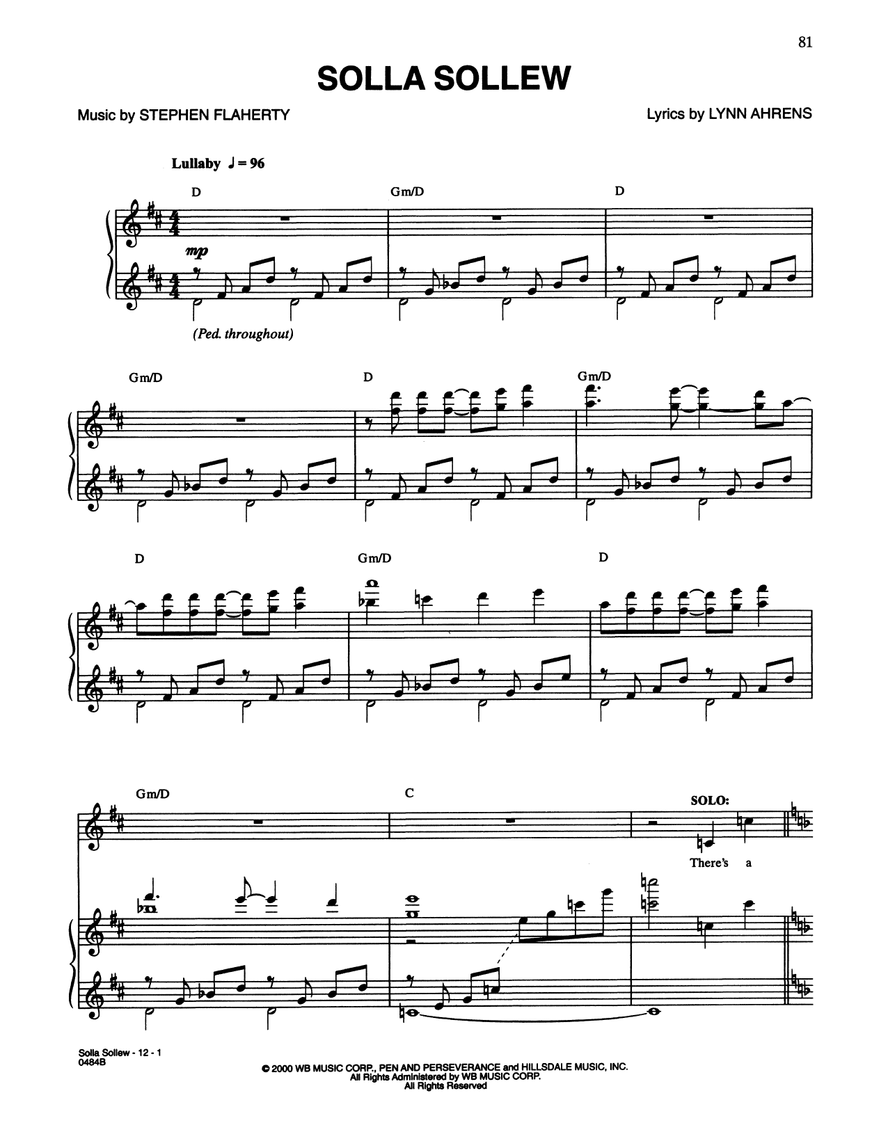 Lynn Ahrens and Stephen Flaherty Solla Sollew (from Seussical The Musical) sheet music notes and chords arranged for Piano & Vocal
