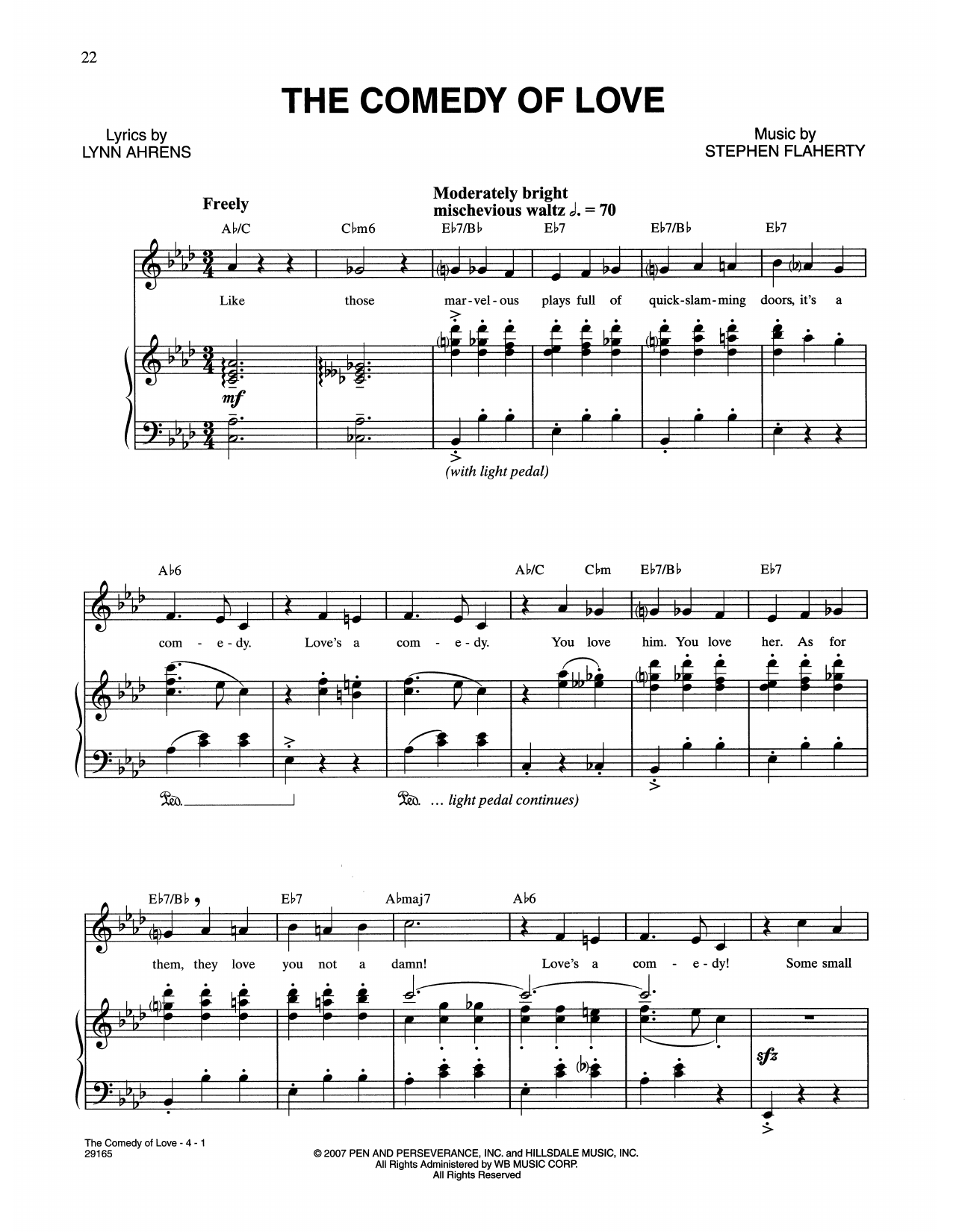 Lynn Ahrens and Stephen Flaherty The Comedy Of Love (from The Glorious Ones) sheet music notes and chords arranged for Piano & Vocal