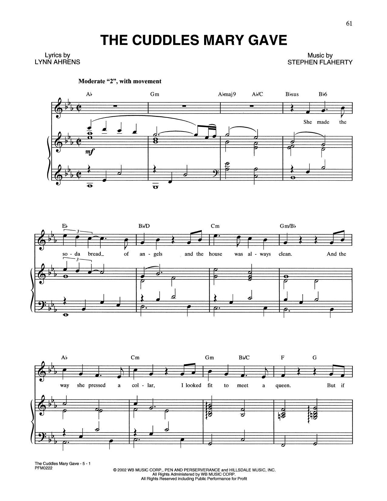 Lynn Ahrens and Stephen Flaherty The Cuddles Mary Gave (from A Man Of No Importance: A New Musical) sheet music notes and chords arranged for Piano & Vocal