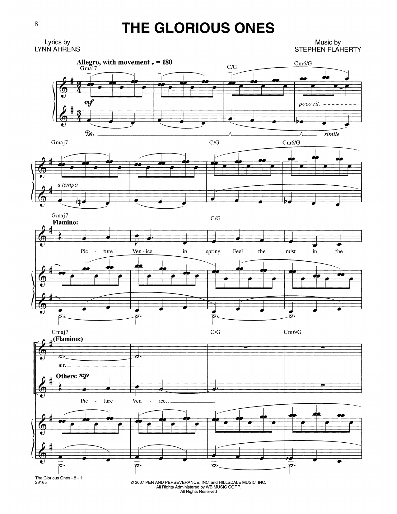 Lynn Ahrens and Stephen Flaherty The Glorious Ones (from The Glorious Ones) sheet music notes and chords arranged for Piano & Vocal