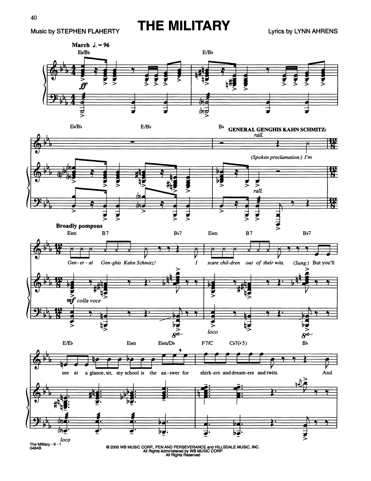 Lynn Ahrens and Stephen Flaherty The Military (from Seussical The Musical) sheet music notes and chords arranged for Piano & Vocal
