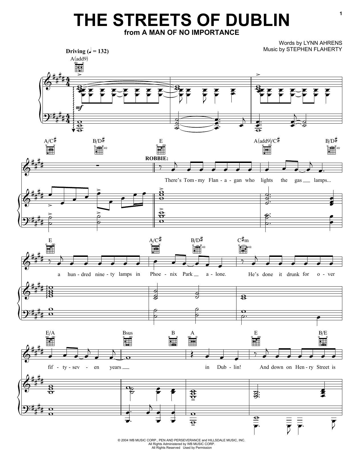 Lynn Ahrens and Stephen Flaherty The Streets Of Dublin (from A Man Of No Importance: A New Musical) sheet music notes and chords arranged for Vocal Pro + Piano/Guitar