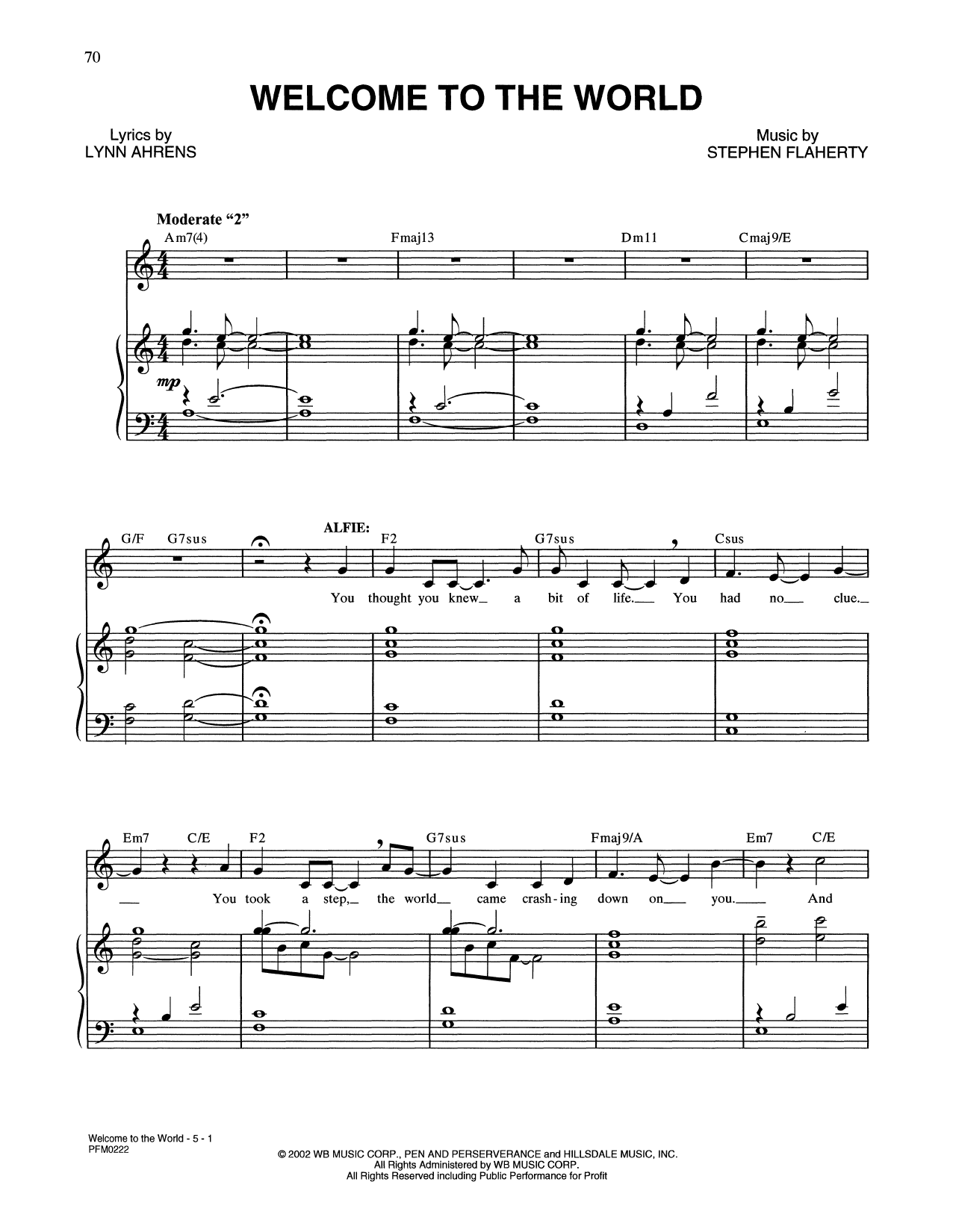 Lynn Ahrens and Stephen Flaherty Welcome To The World (from A Man Of No Importance: A New Musical) sheet music notes and chords arranged for Piano & Vocal