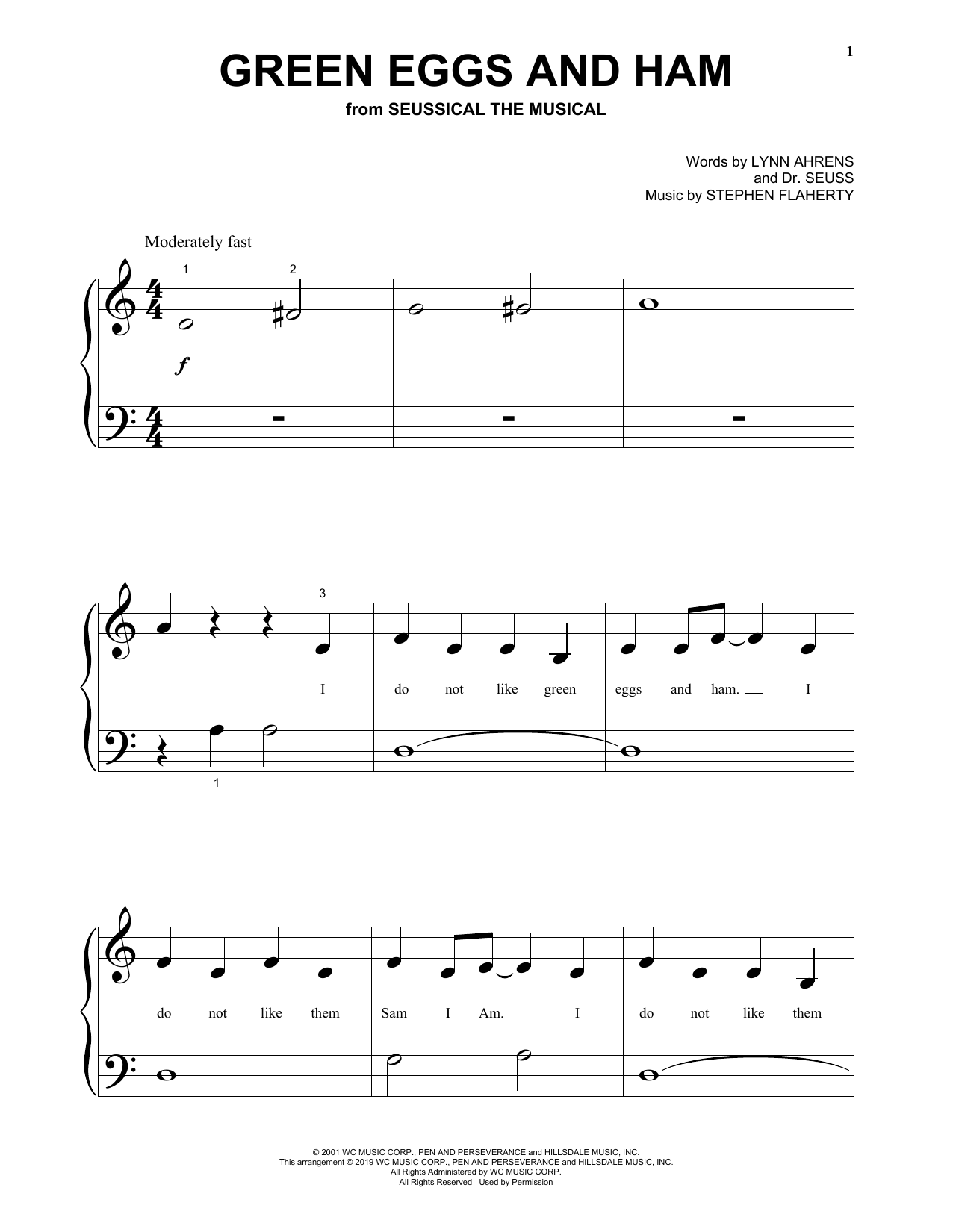 Lynn Ahrens, Dr. Seuss and Stephen Flaherty Green Eggs And Ham (from Seussical The Musical) sheet music notes and chords arranged for Piano & Vocal