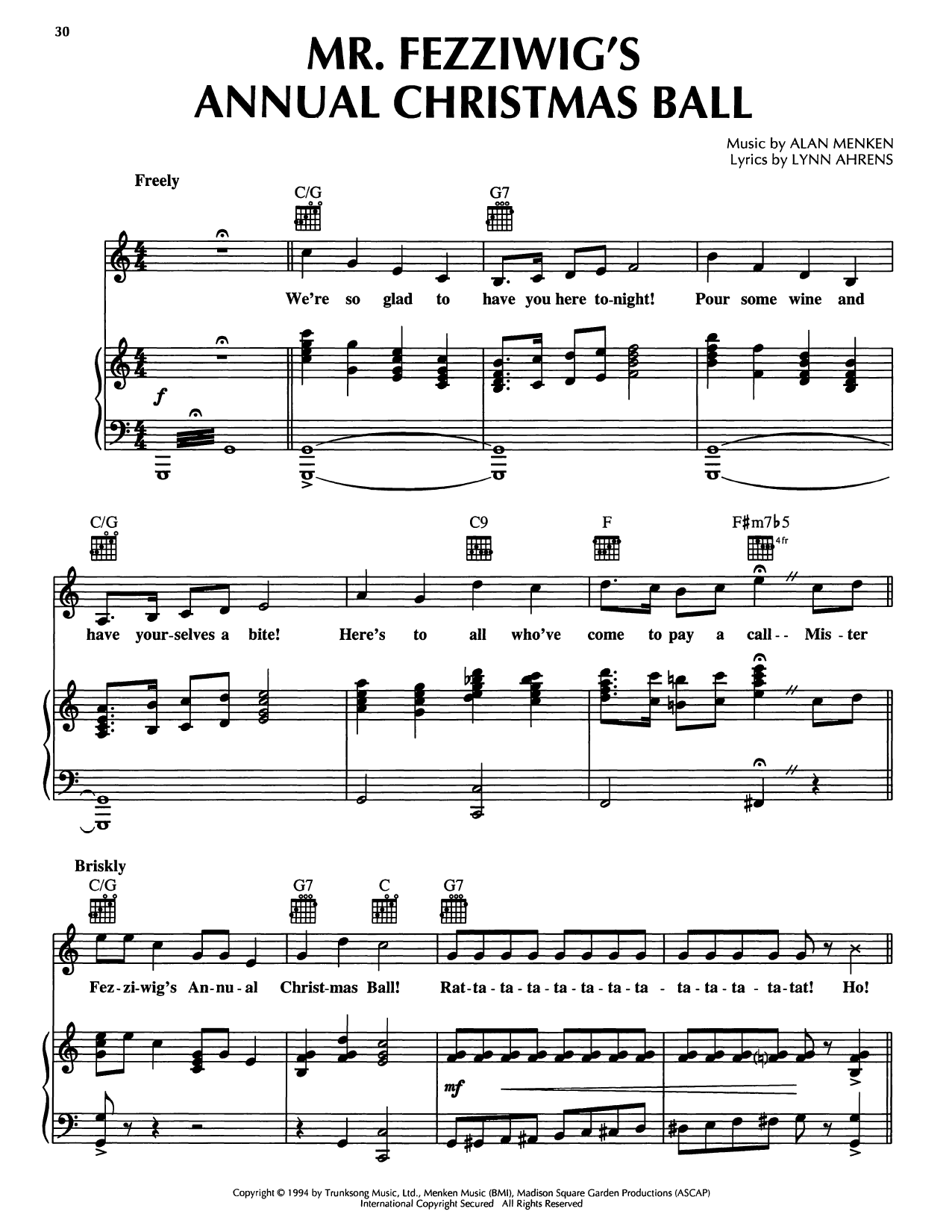 Lynn Ahrens Mr. Fezziwig's Annual Christmas Ball (from A Christmas Carol) sheet music notes and chords arranged for Piano, Vocal & Guitar Chords (Right-Hand Melody)