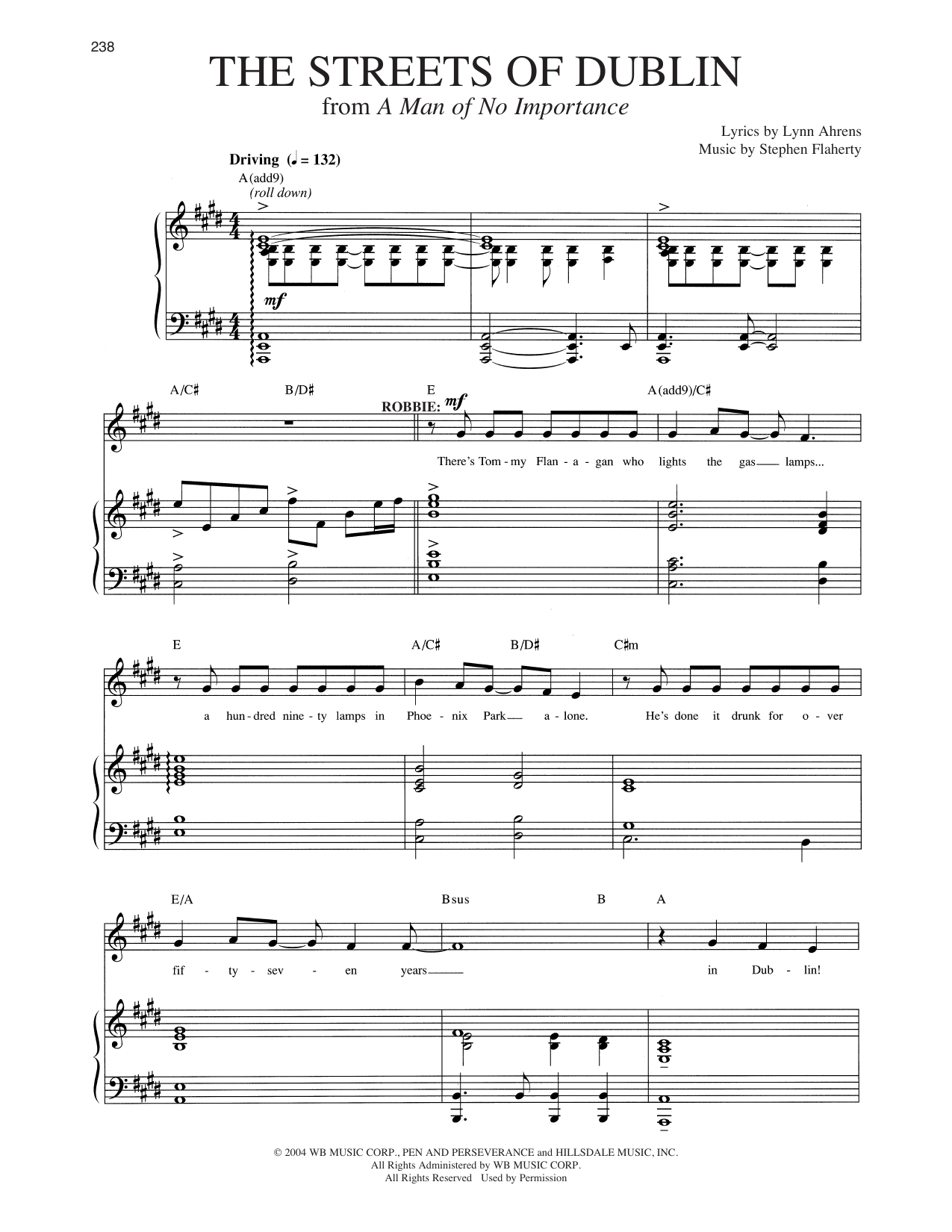 Lynn Ahrens The Streets Of Dublin (from A Man Of No Importance) sheet music notes and chords arranged for Piano & Vocal