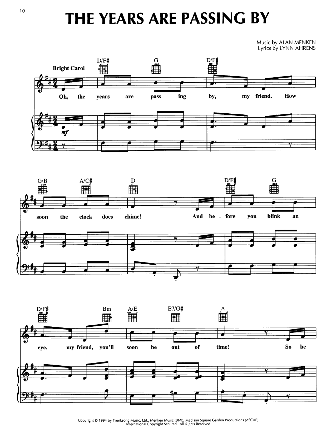 Lynn Ahrens The Years Are Passing By (from A Christmas Carol) sheet music notes and chords arranged for Piano, Vocal & Guitar Chords (Right-Hand Melody)