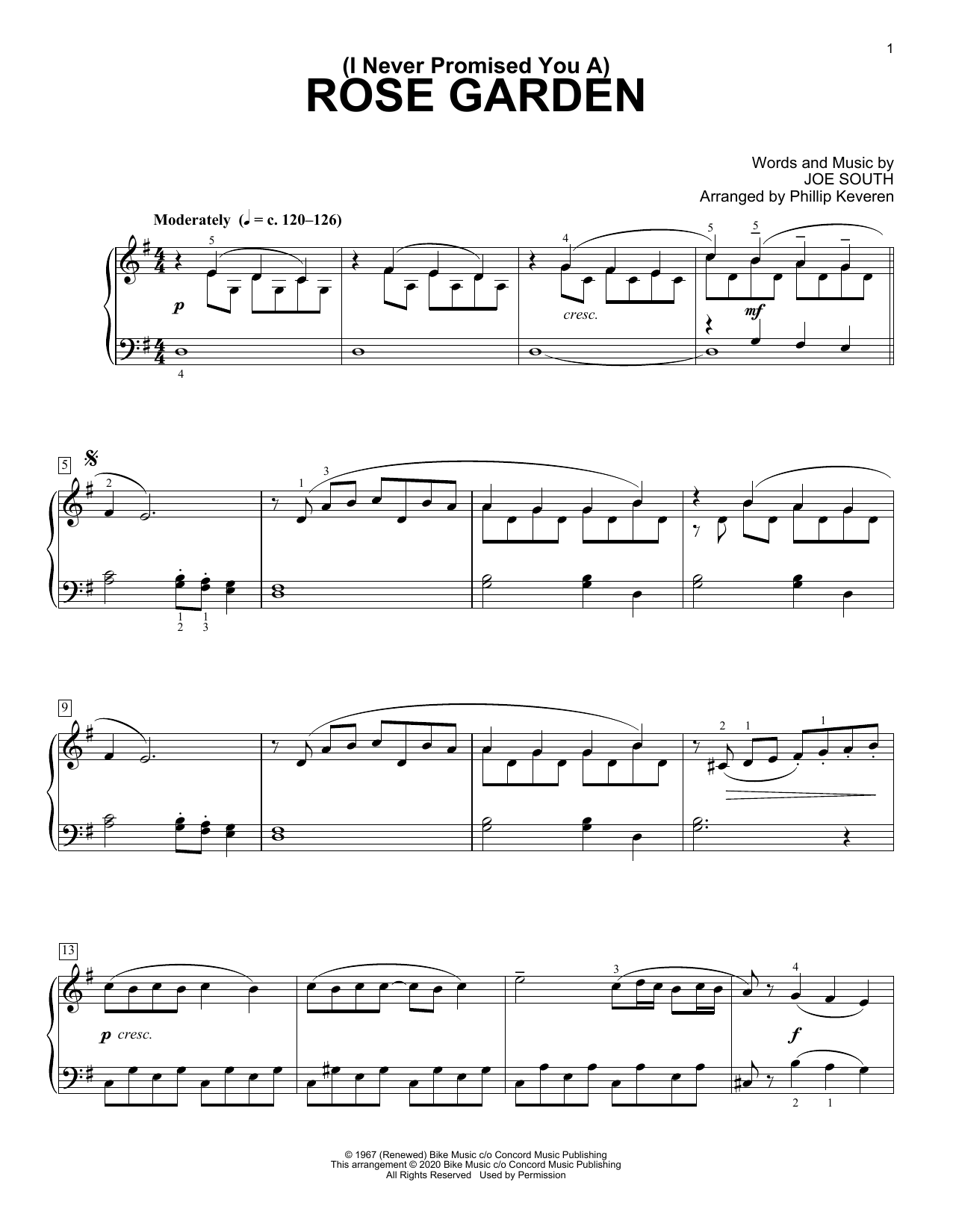 Lynn Anderson (I Never Promised You A) Rose Garden [Classical version] (arr. Phillip Keveren) sheet music notes and chords arranged for Piano Solo