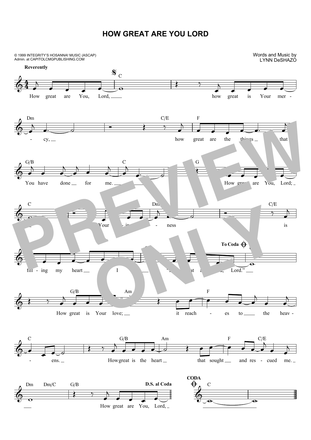 Lynn DeShazo How Great Are You Lord sheet music notes and chords arranged for Lead Sheet / Fake Book