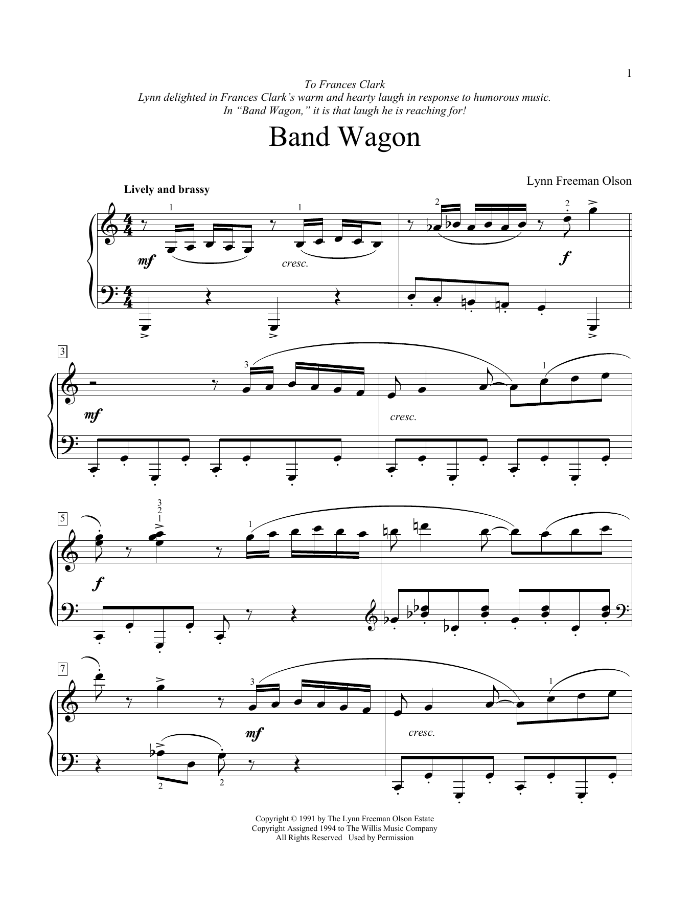 Lynn Freeman Olson Band Wagon sheet music notes and chords arranged for Educational Piano