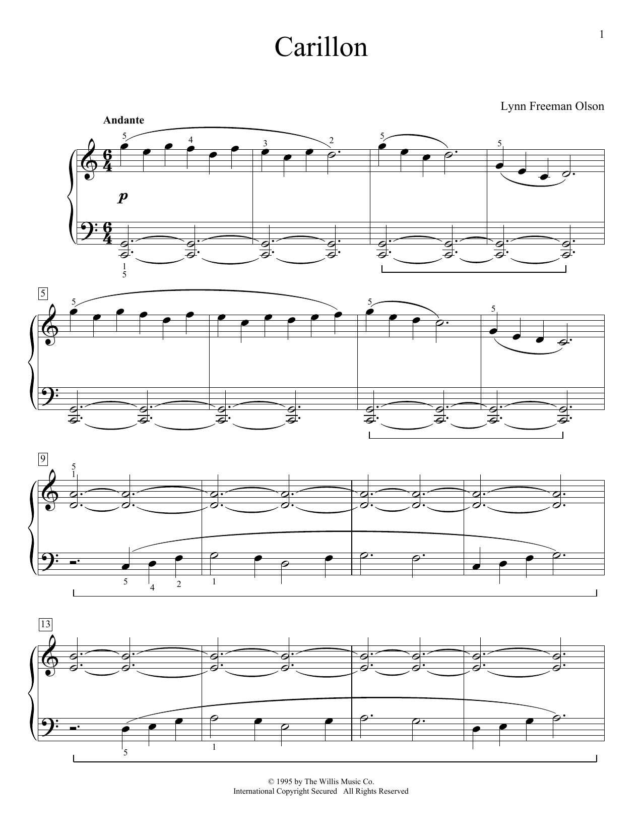 Lynn Freeman Olson Carillon sheet music notes and chords arranged for Educational Piano