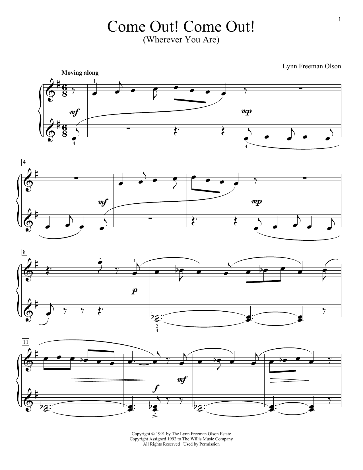Lynn Freeman Olson Come Out! Come Out! (Wherever You Are) sheet music notes and chords arranged for Educational Piano