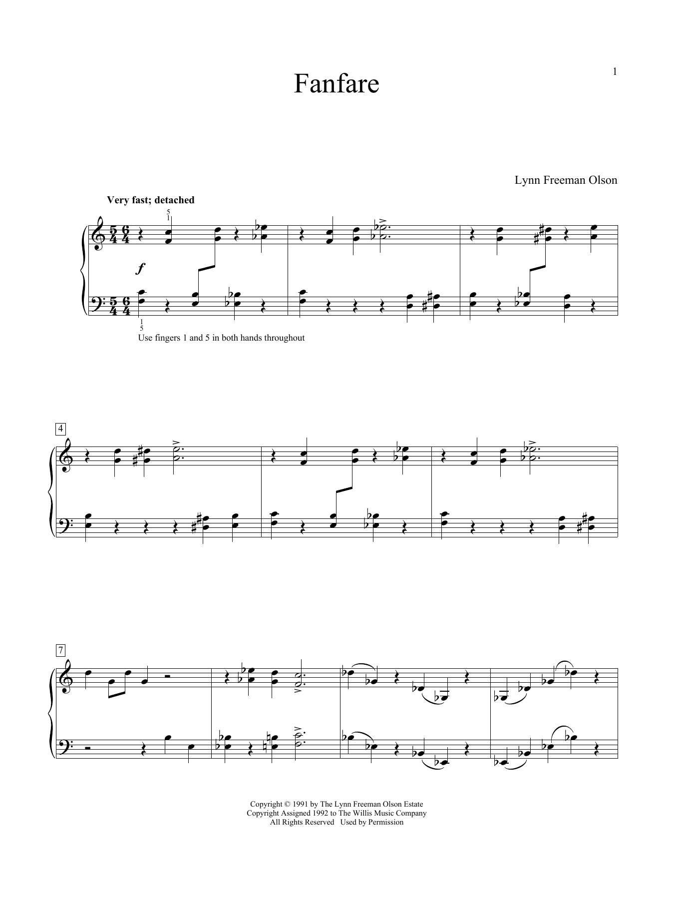 Lynn Freeman Olson Fanfare sheet music notes and chords arranged for Educational Piano