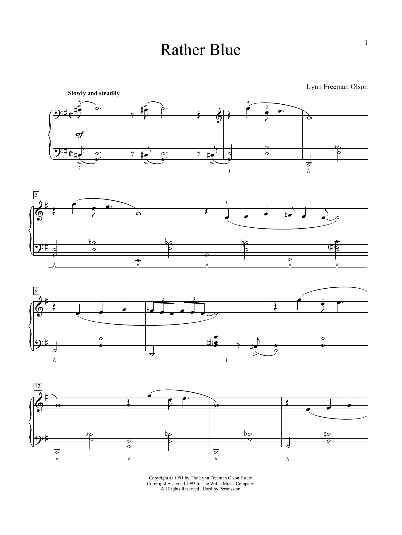 Lynn Freeman Olson Rather Blue sheet music notes and chords arranged for Educational Piano
