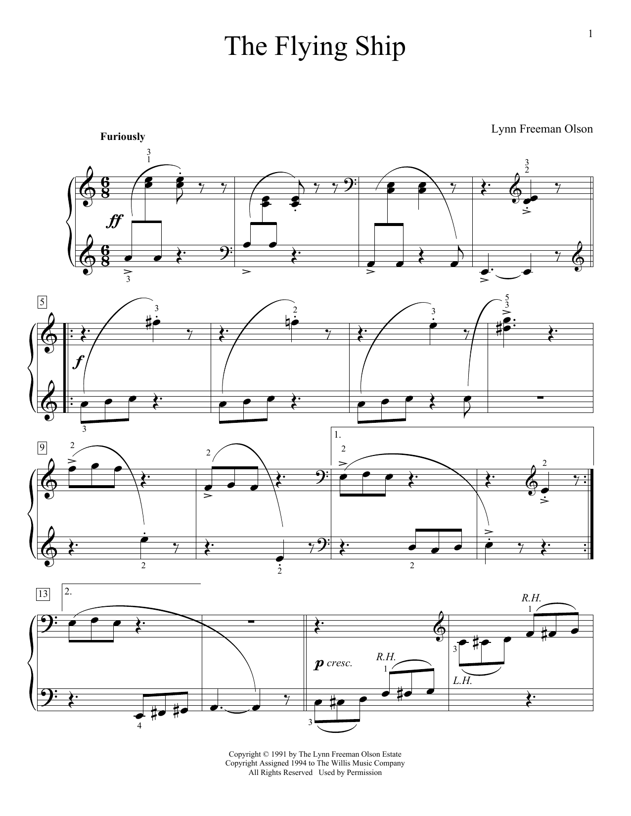 Lynn Freeman Olson The Flying Ship sheet music notes and chords arranged for Educational Piano